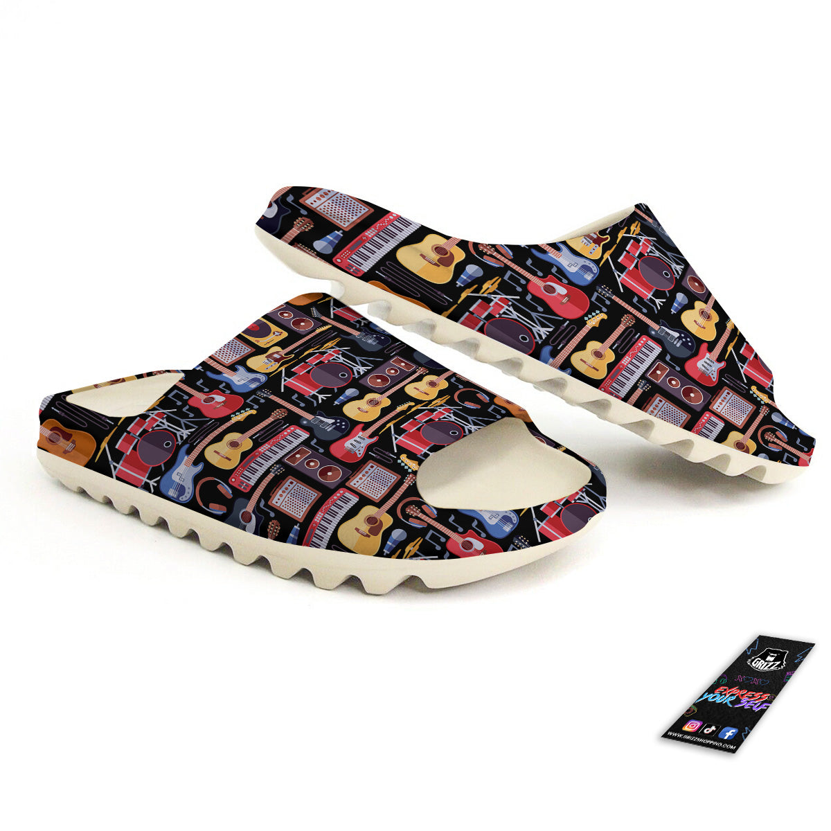 Music Instruments Print Pattern Sandals-grizzshop
