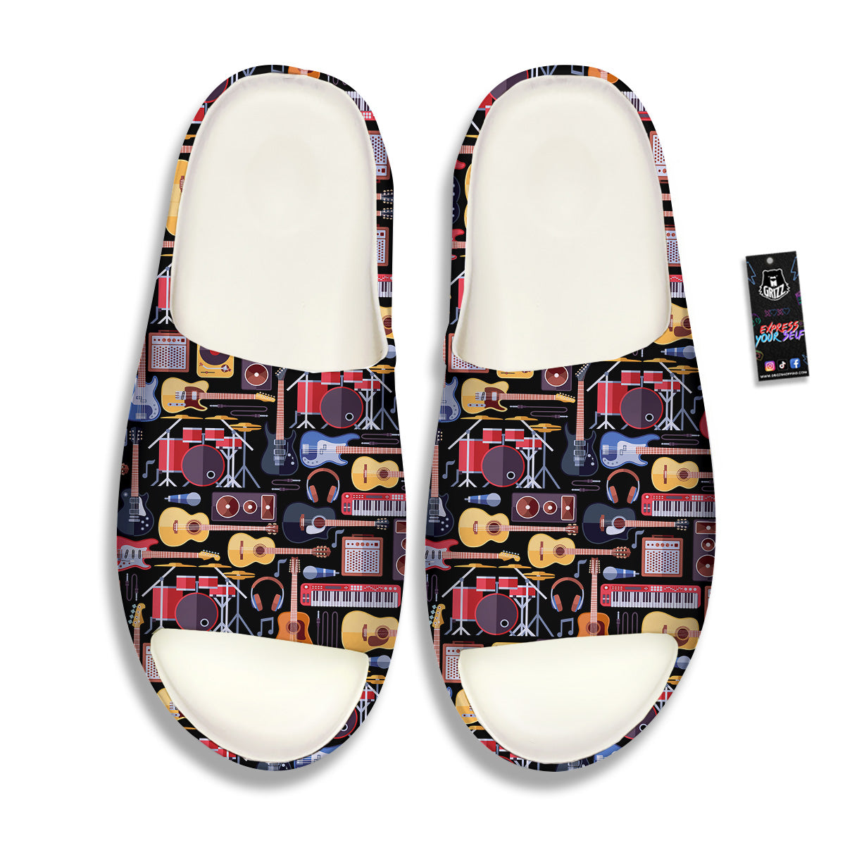 Music Instruments Print Pattern Sandals-grizzshop