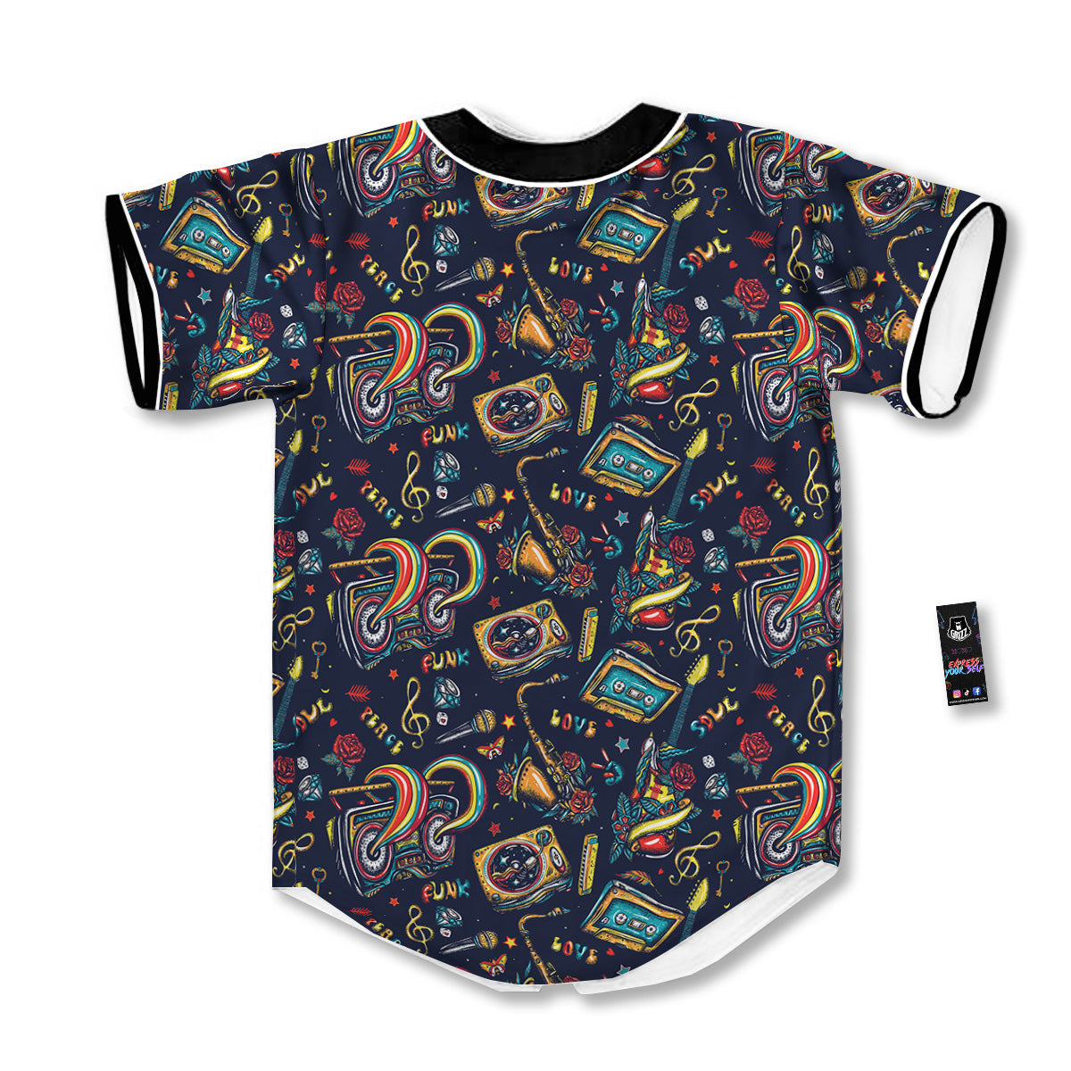 Musical Instruments Print Pattern Baseball Jersey-grizzshop