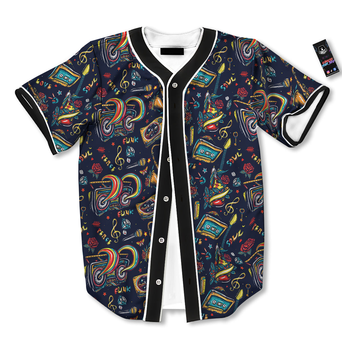 Musical Instruments Print Pattern Baseball Jersey-grizzshop