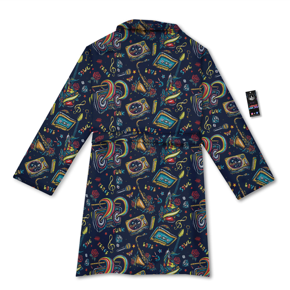 Musical Instruments Print Pattern Bathrobe-grizzshop