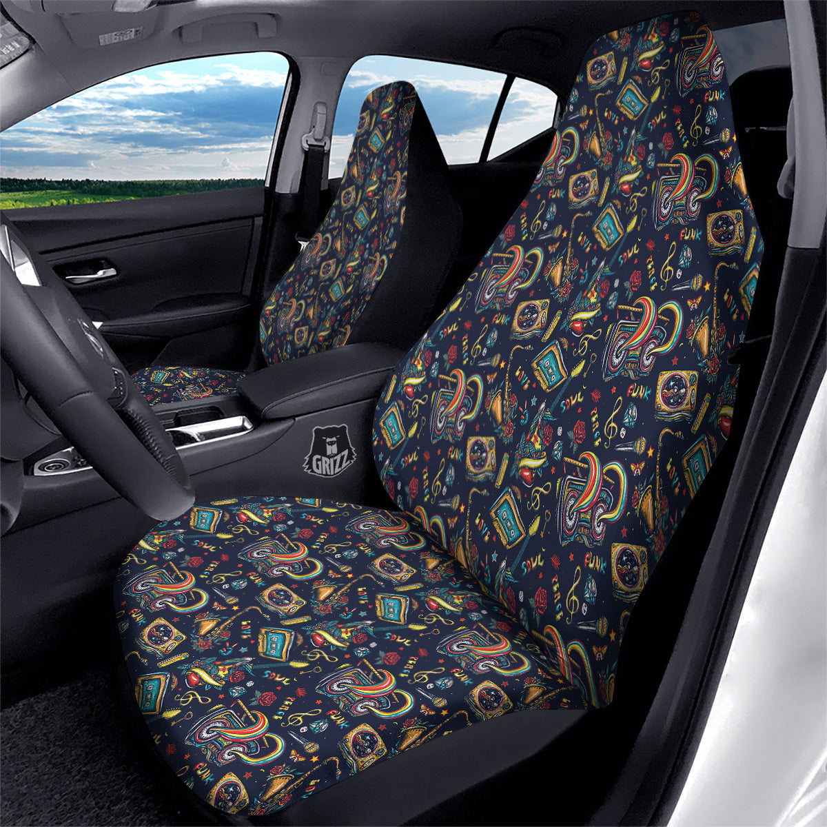 Musical Instruments Print Pattern Car Seat Covers-grizzshop