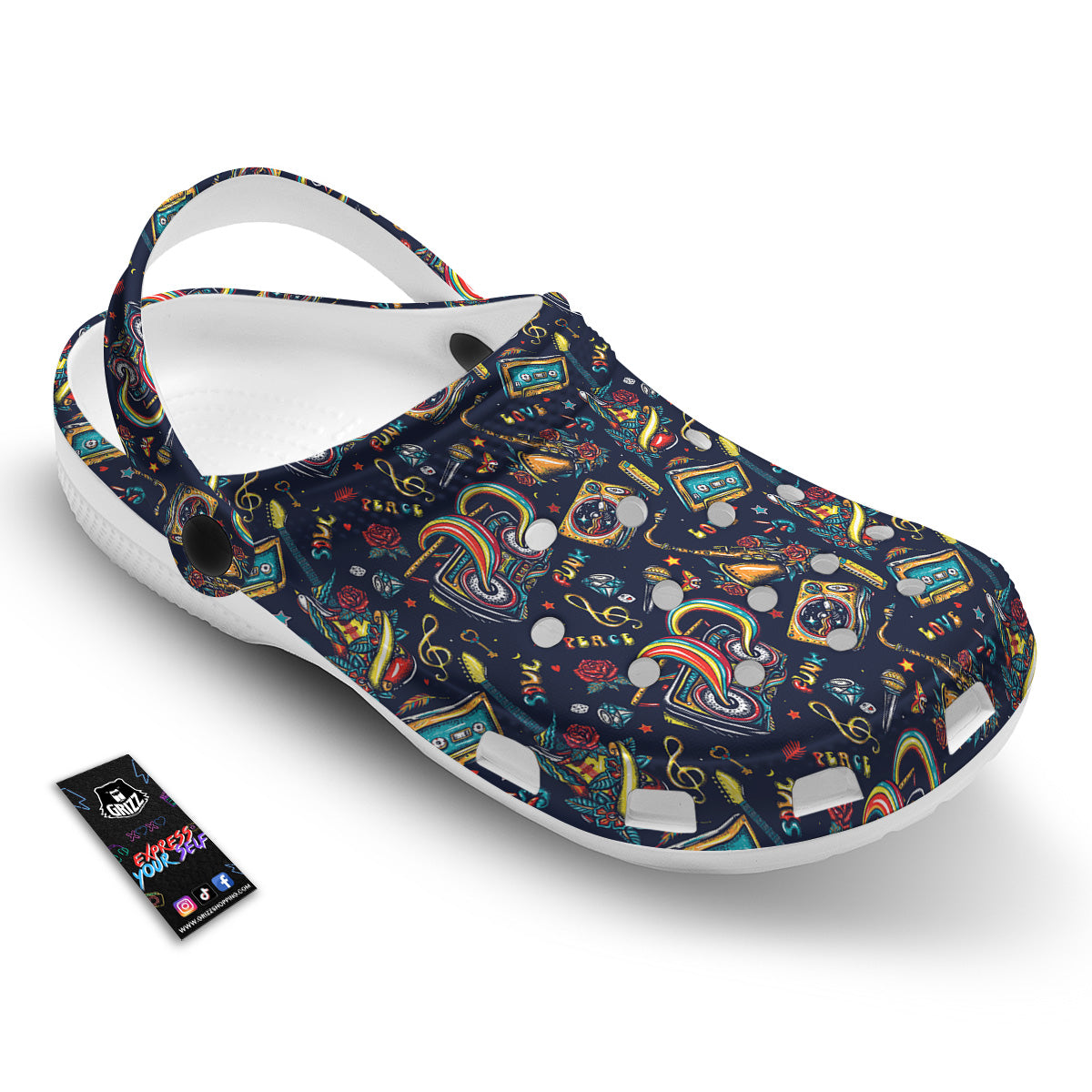Musical Instruments Print Pattern Clog-grizzshop