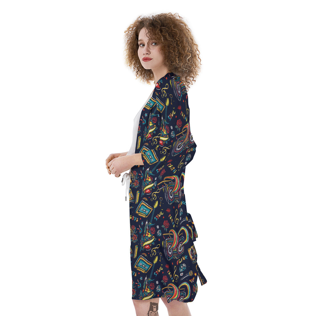 Musical Instruments Print Pattern Kimono-grizzshop