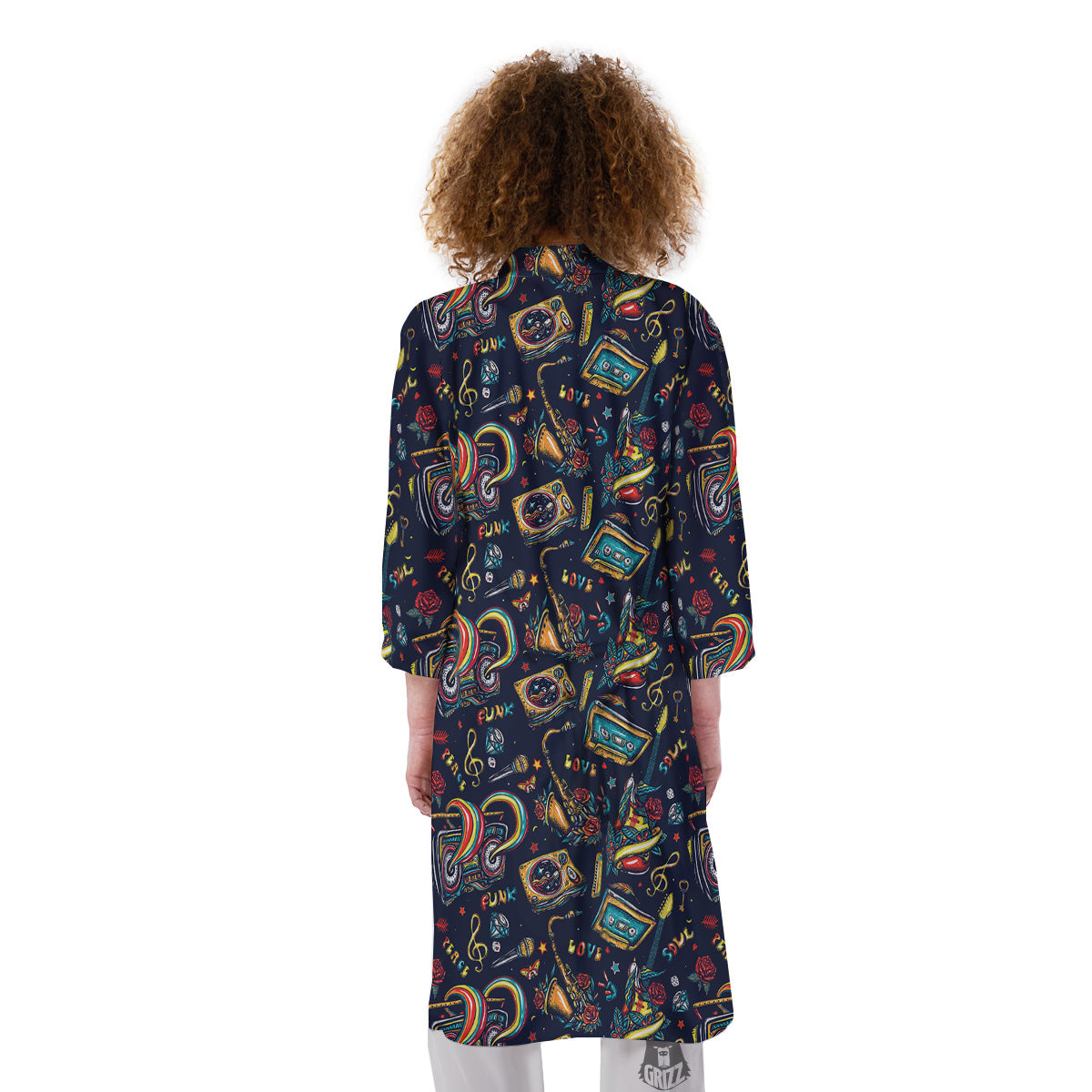 Musical Instruments Print Pattern Kimono-grizzshop