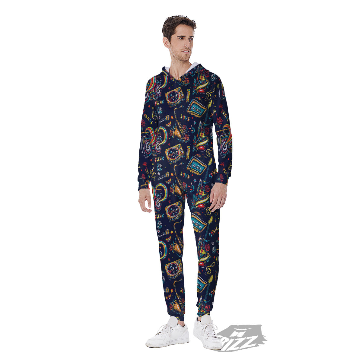 Musical Instruments Print Pattern Men's Jumpsuit-grizzshop