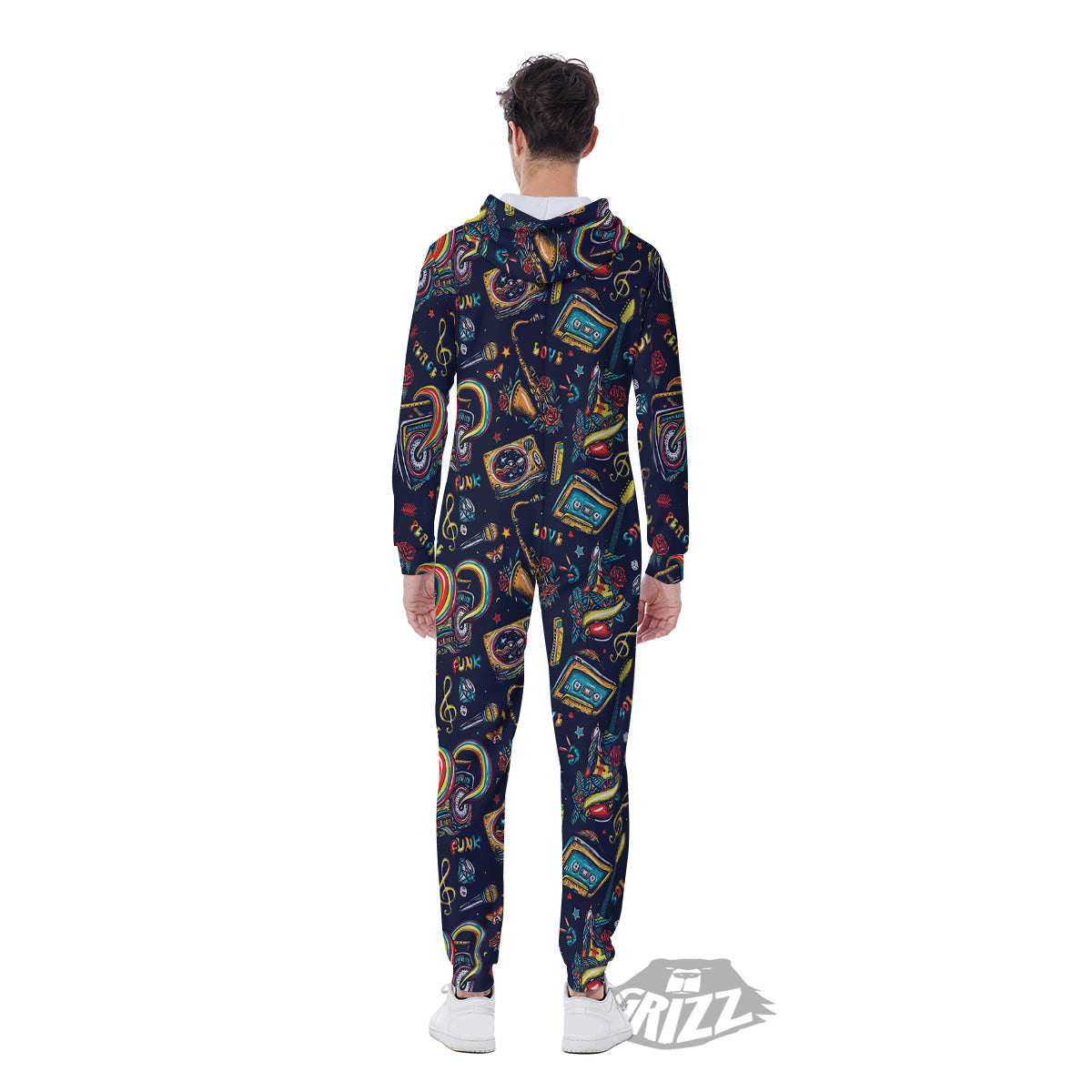 Musical Instruments Print Pattern Men's Jumpsuit-grizzshop
