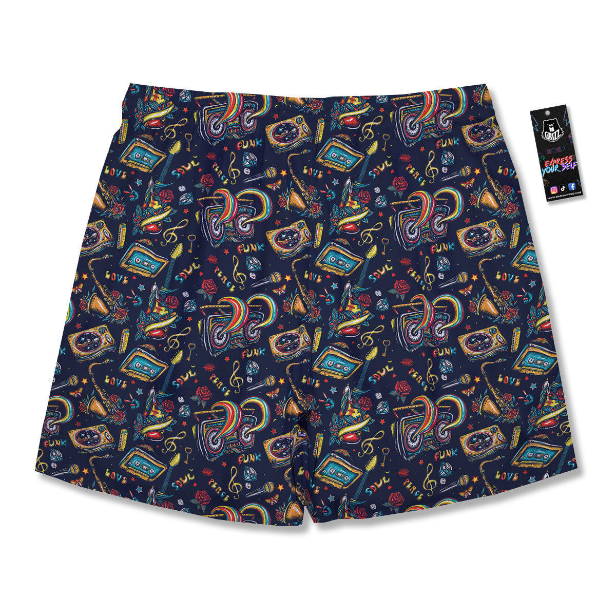 Musical Instruments Print Pattern Men's Running Shorts-grizzshop