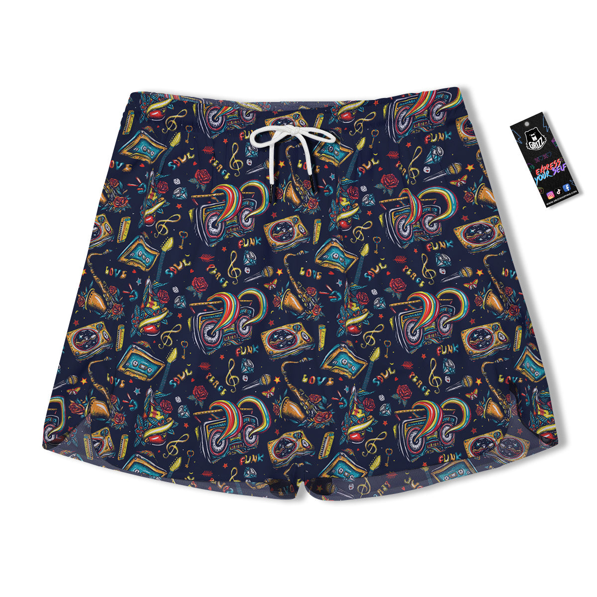 Musical Instruments Print Pattern Men's Running Shorts-grizzshop