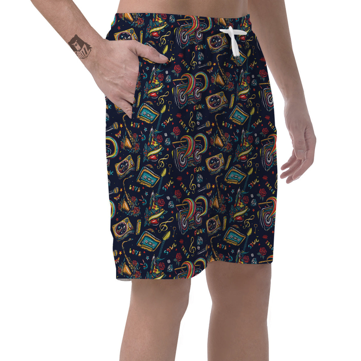 Musical Instruments Print Pattern Men's Shorts-grizzshop