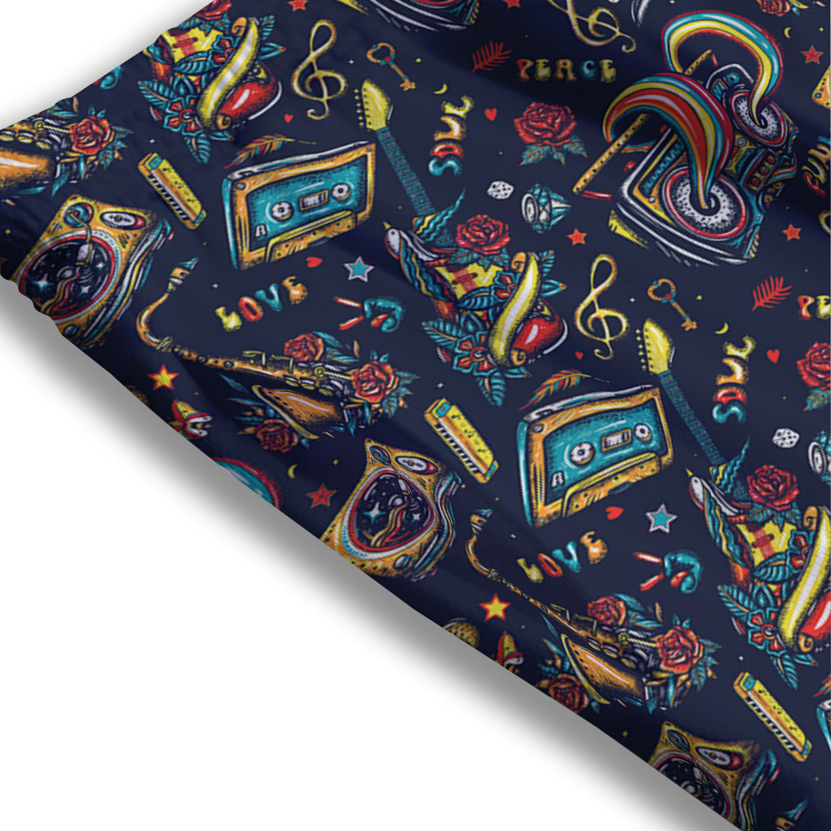 Musical Instruments Print Pattern Mesh Shorts-grizzshop
