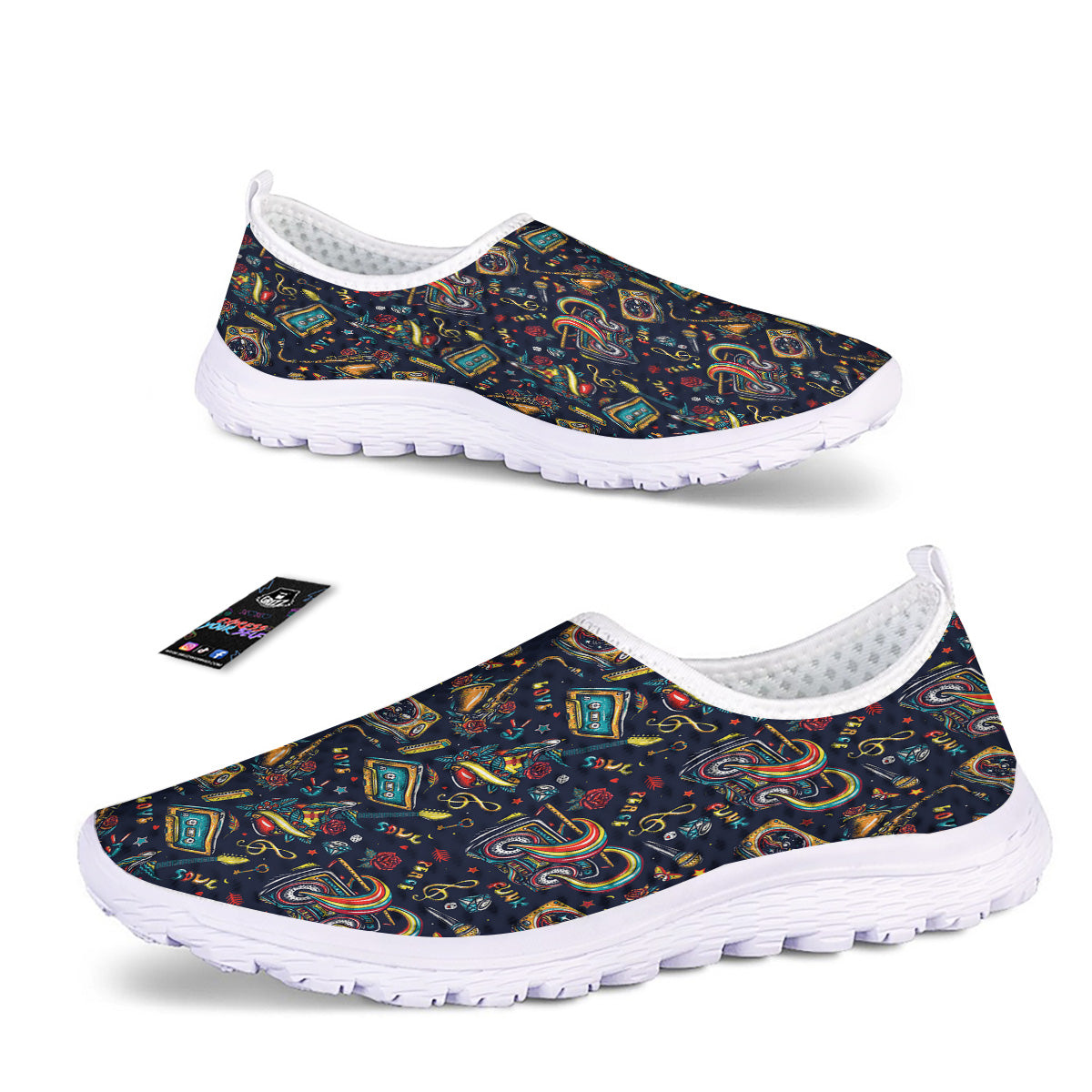 Musical Instruments Print Pattern Nurse Shoes-grizzshop