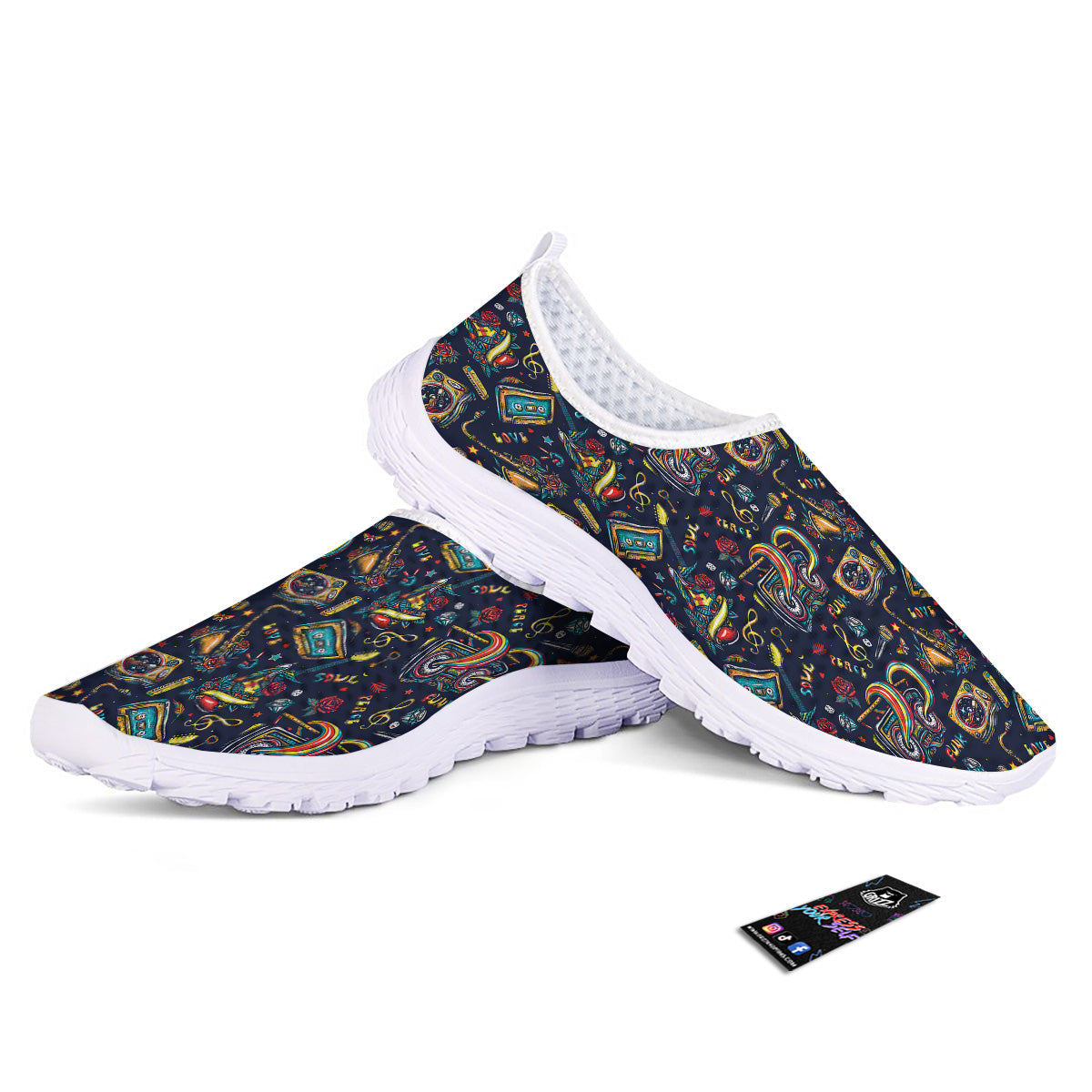 Musical Instruments Print Pattern Nurse Shoes-grizzshop