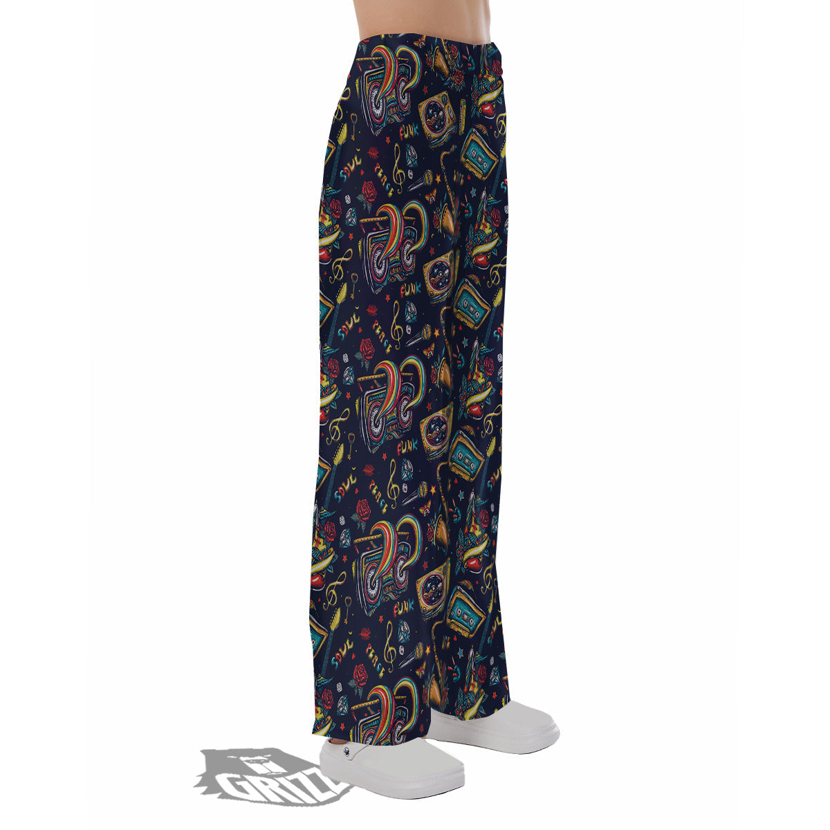 Musical Instruments Print Pattern Pajama Pants-grizzshop