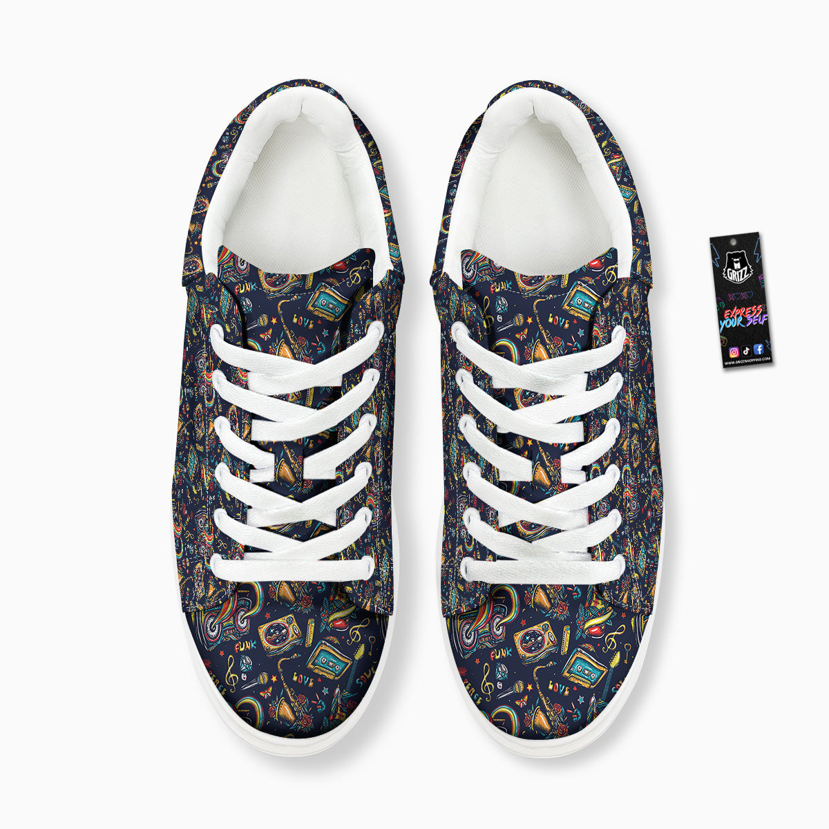 Musical Instruments Print Pattern Platform Shoes-grizzshop