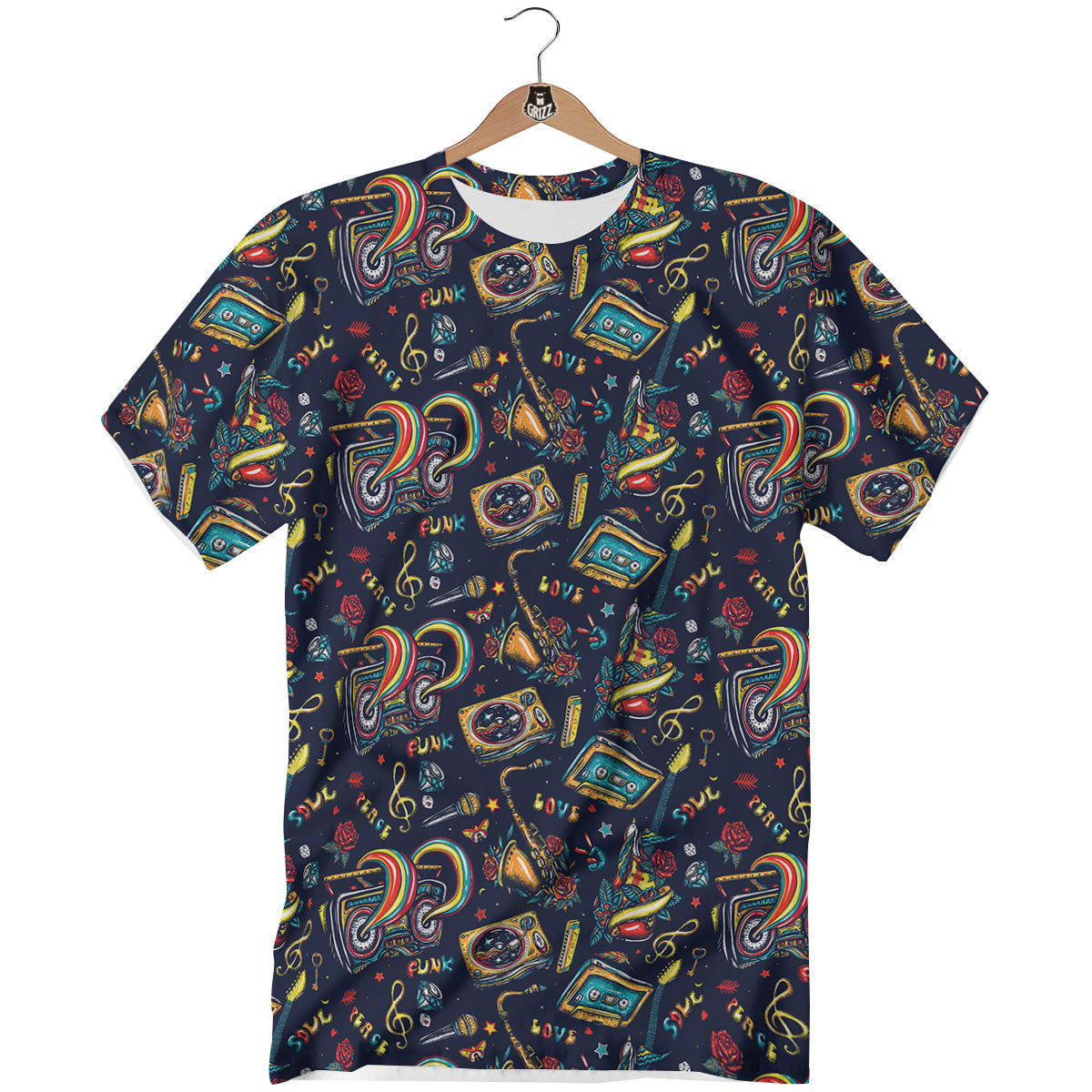 Musical Instruments Print Pattern T-Shirt-grizzshop