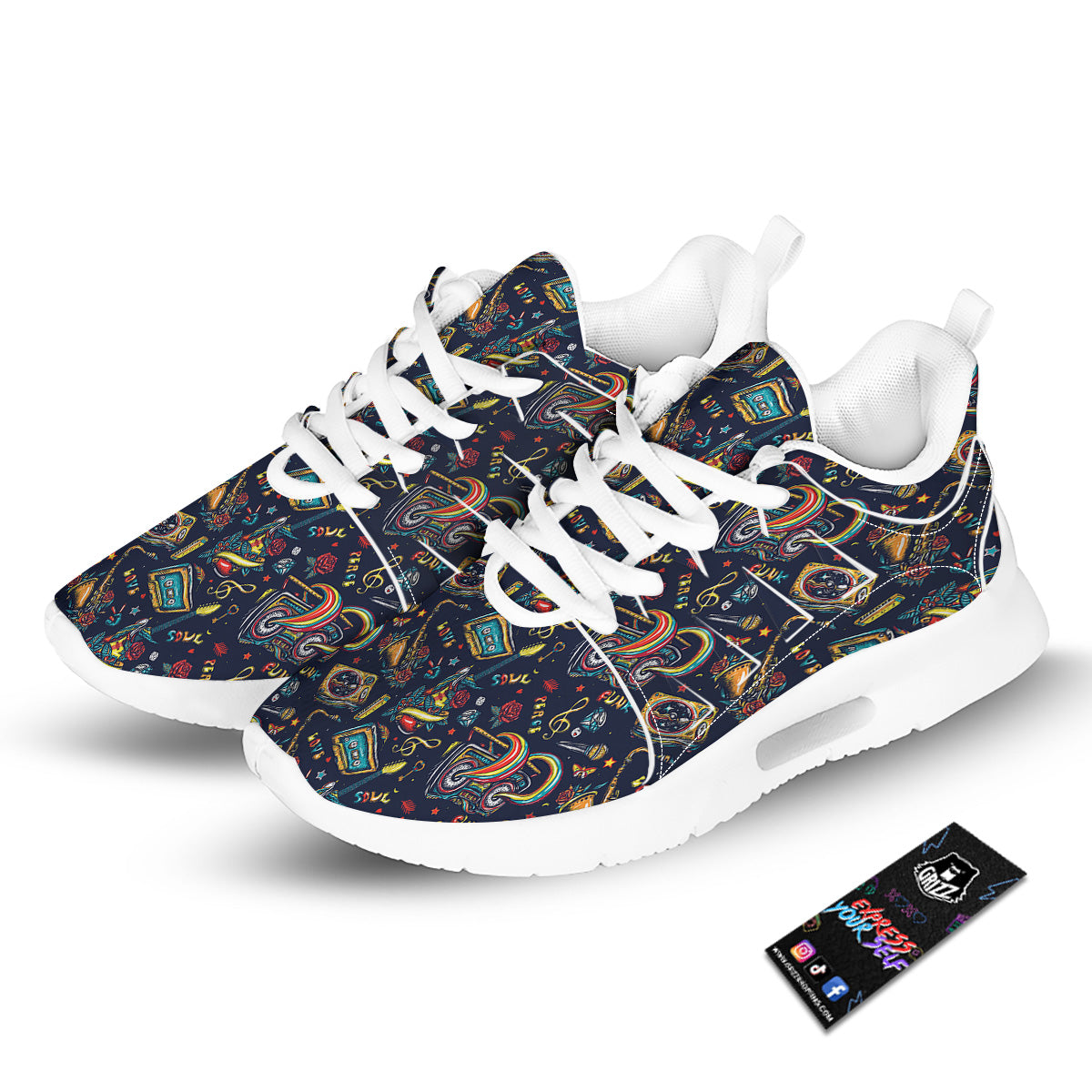 Musical Instruments Print Pattern Tennis Shoes-grizzshop