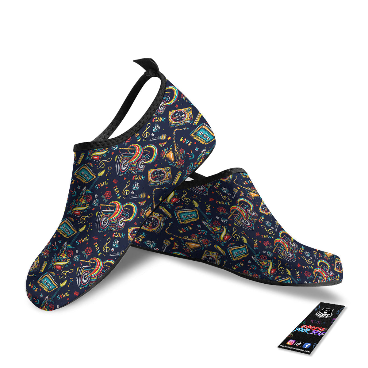 Musical Instruments Print Pattern Water Shoes-grizzshop