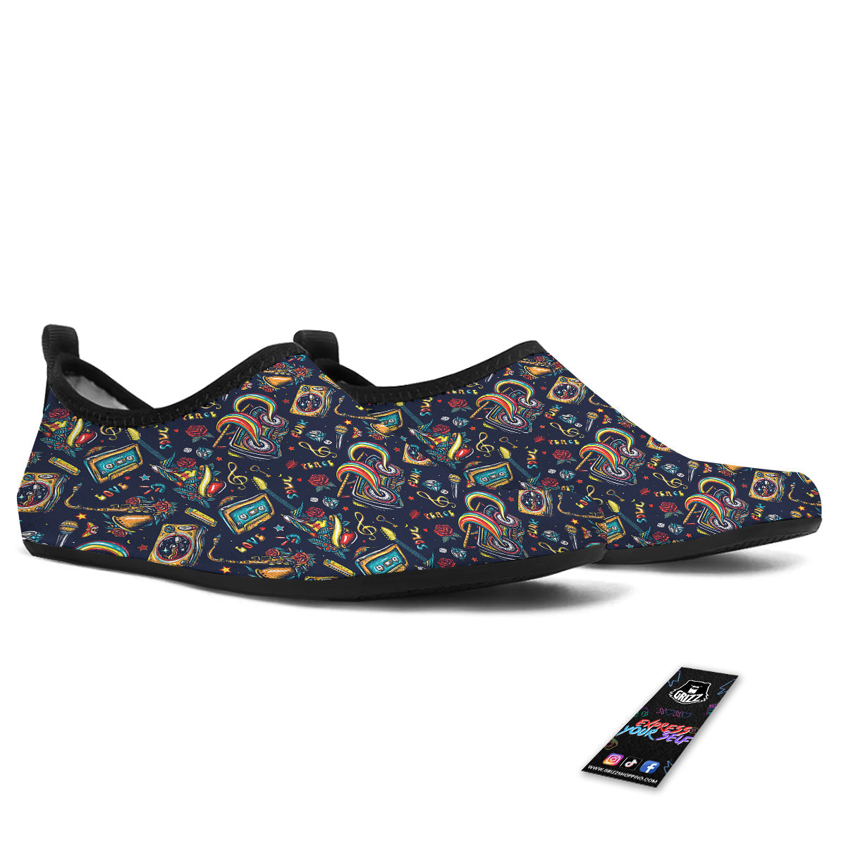 Musical Instruments Print Pattern Water Shoes-grizzshop
