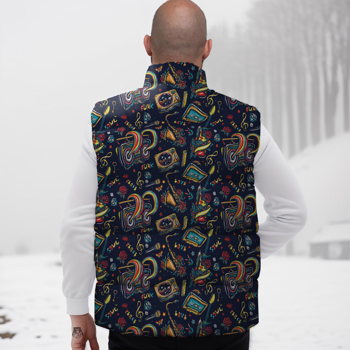 Pattern Print Snowflake Down Vest