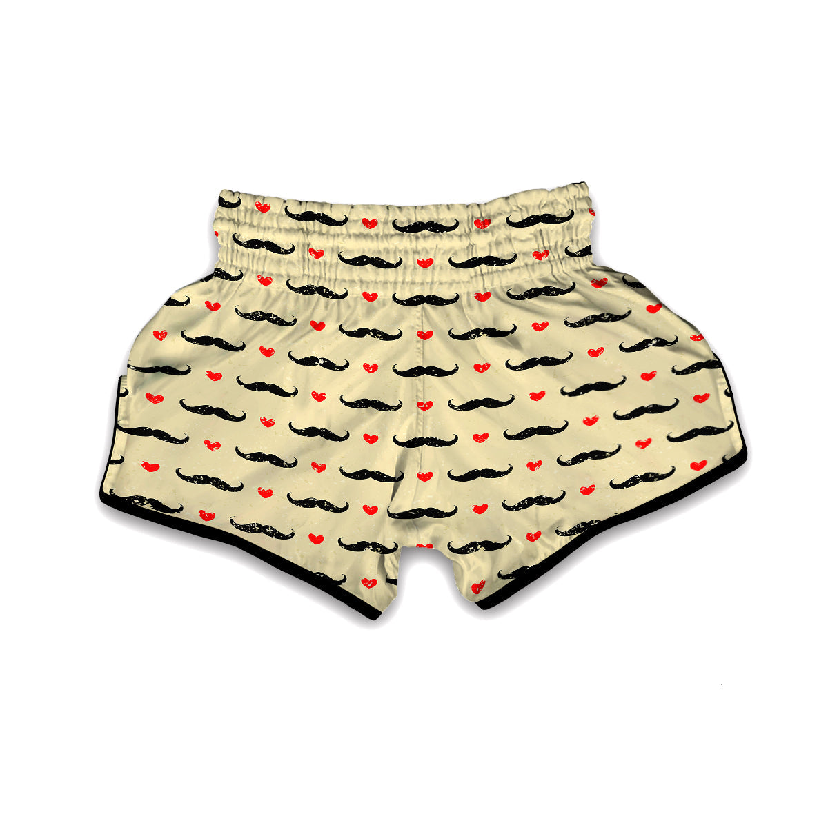 Mustache And Heart Print Pattern Muay Thai Boxing Shorts-grizzshop