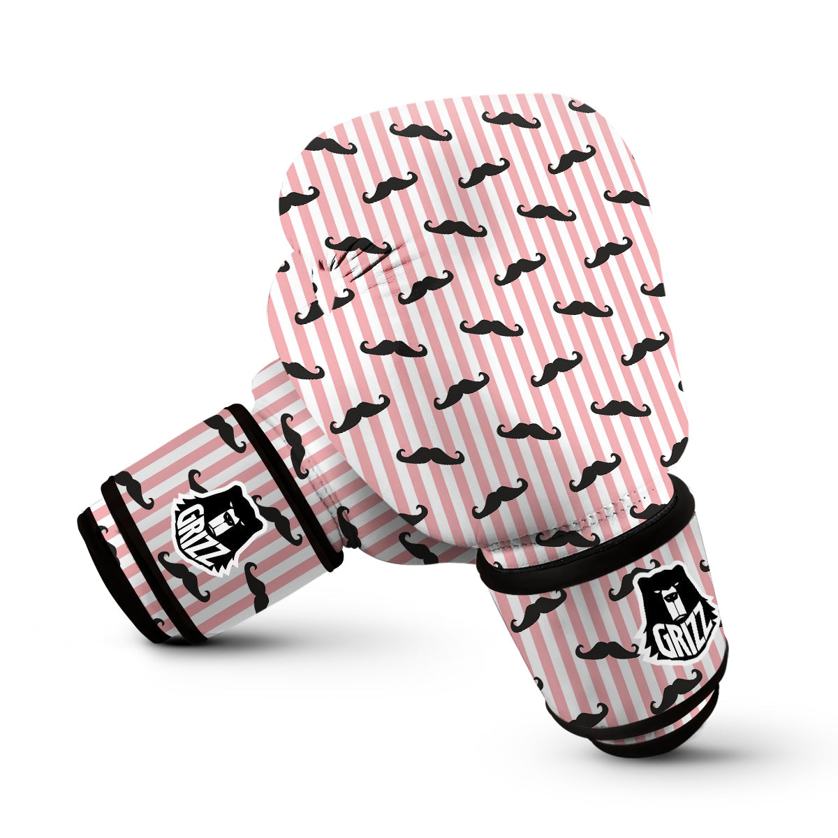 Mustache Pink Striped Print Pattern Boxing Gloves-grizzshop