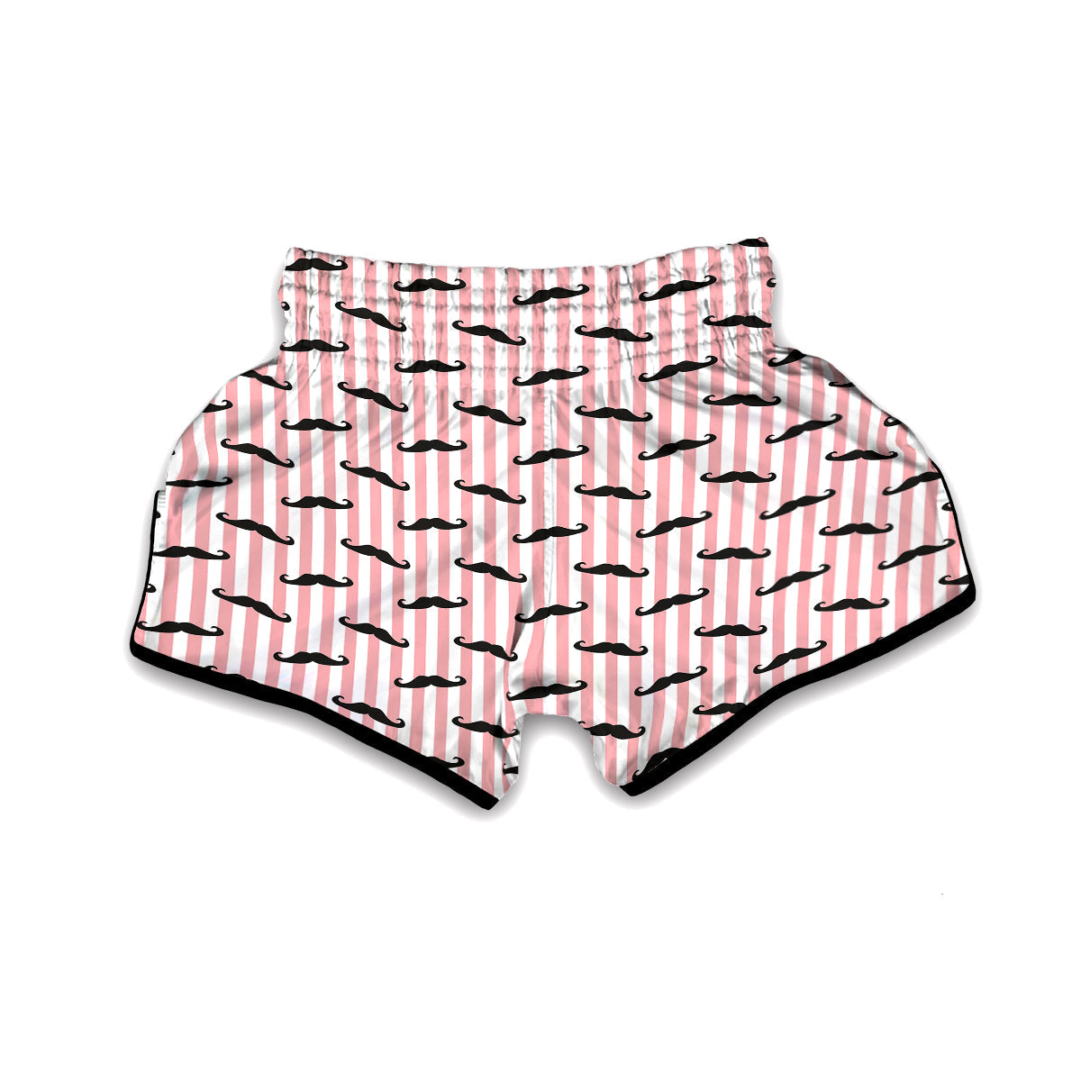 Mustache Pink Striped Print Pattern Muay Thai Boxing Shorts-grizzshop