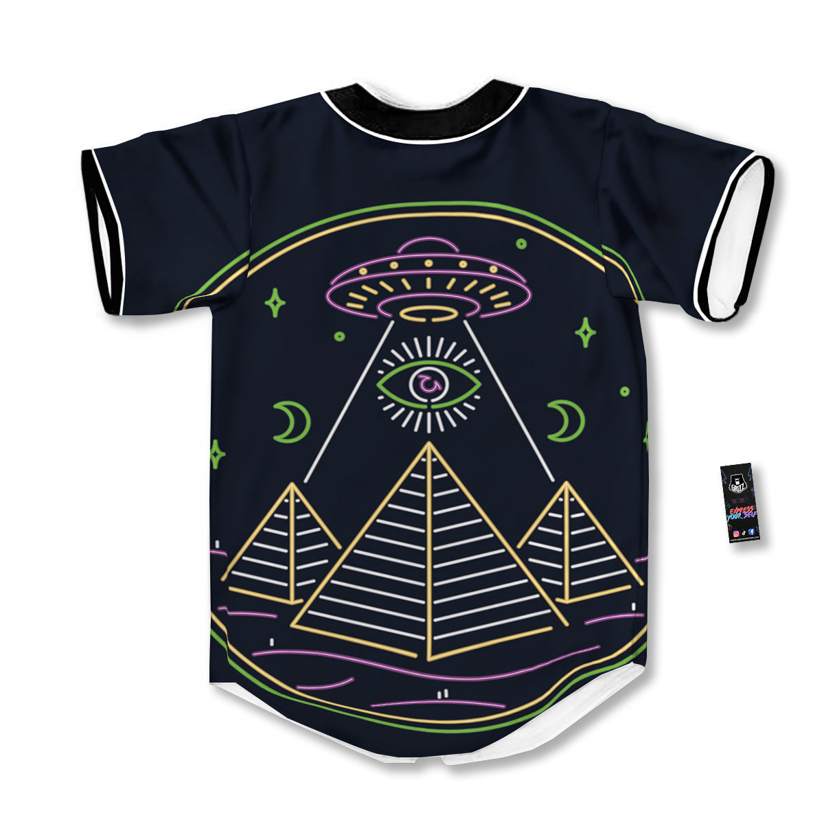Mystery Of Egypt Neon Print Baseball Jersey-grizzshop