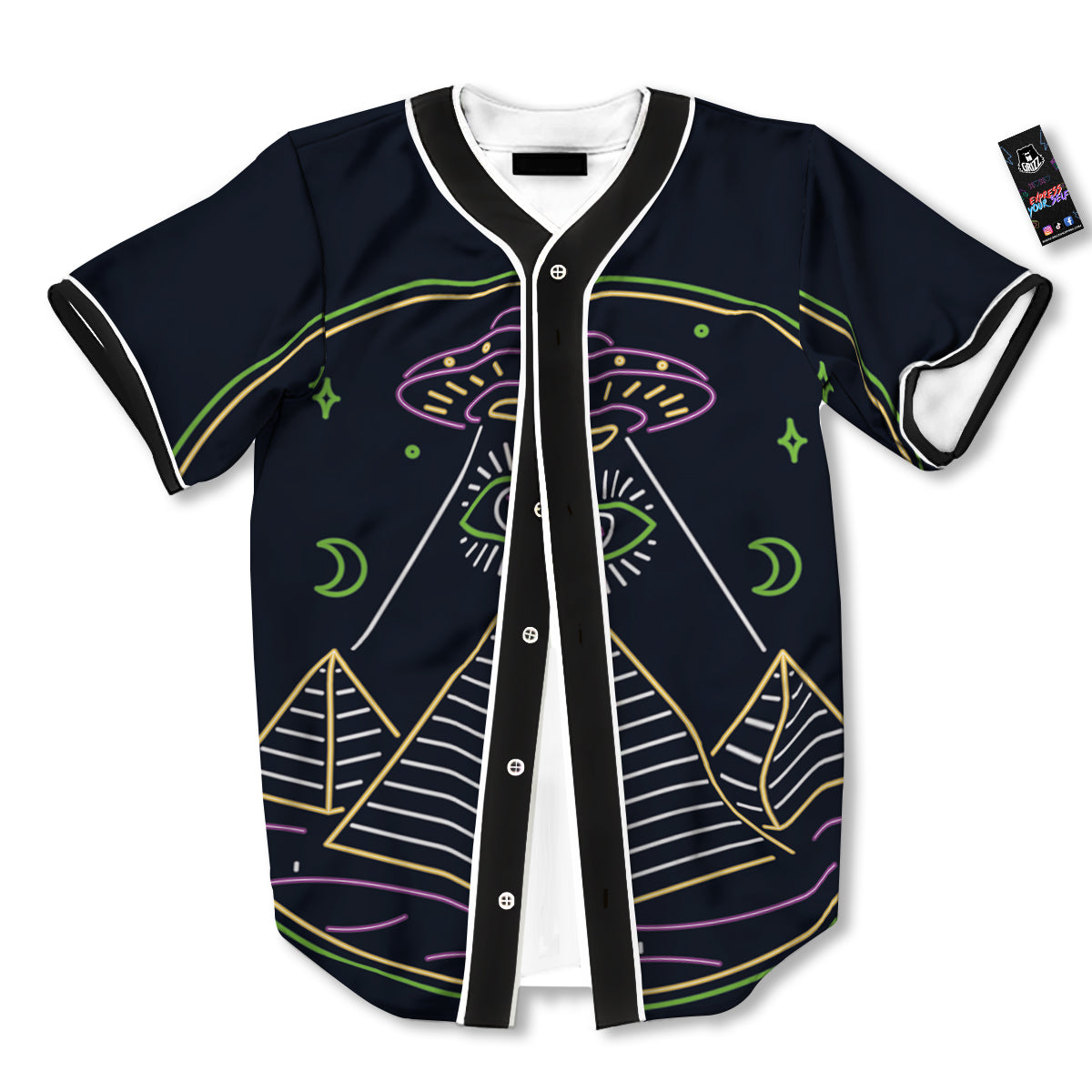 Mystery Of Egypt Neon Print Baseball Jersey-grizzshop