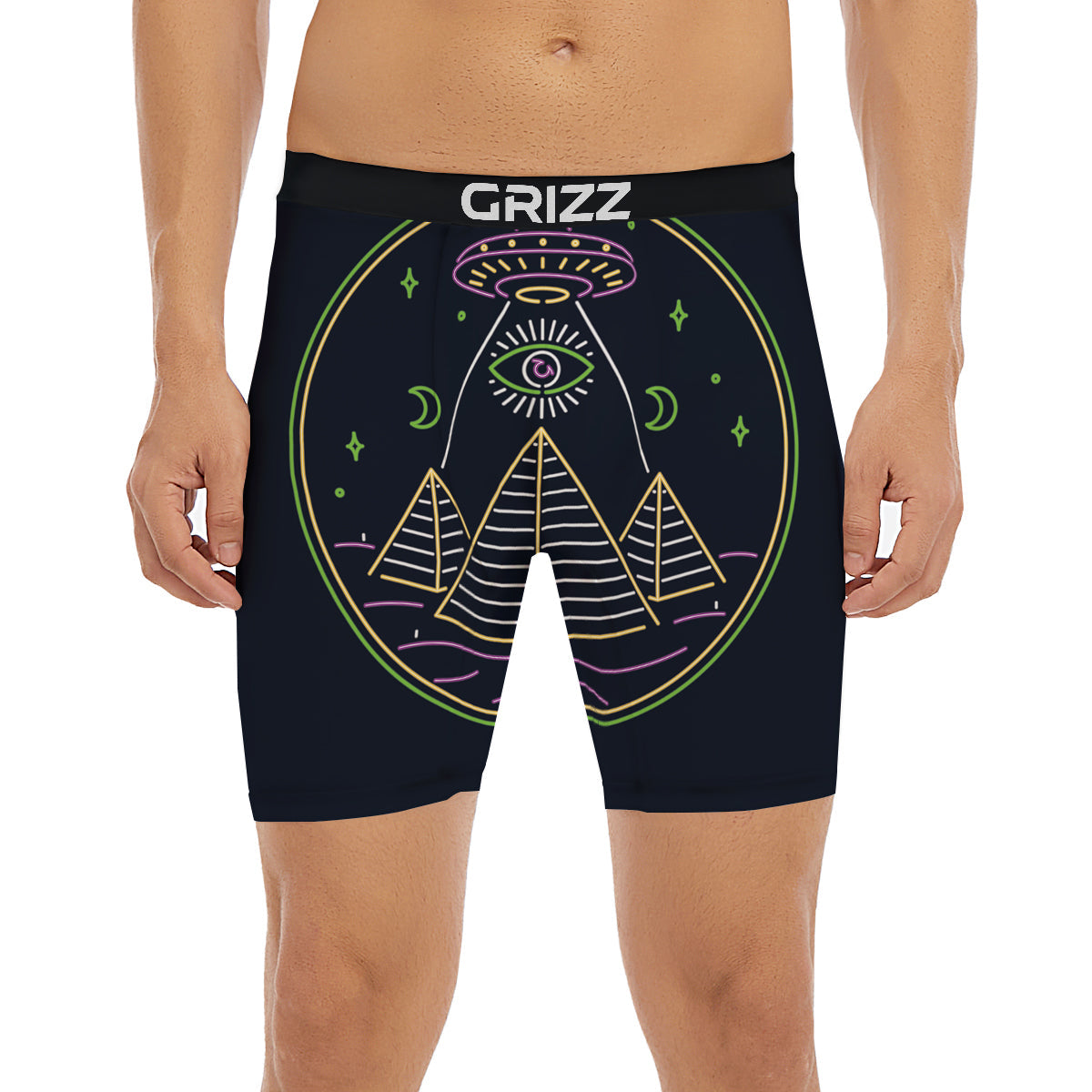 Mystery Of Egypt Neon Print Boxer Briefs-grizzshop
