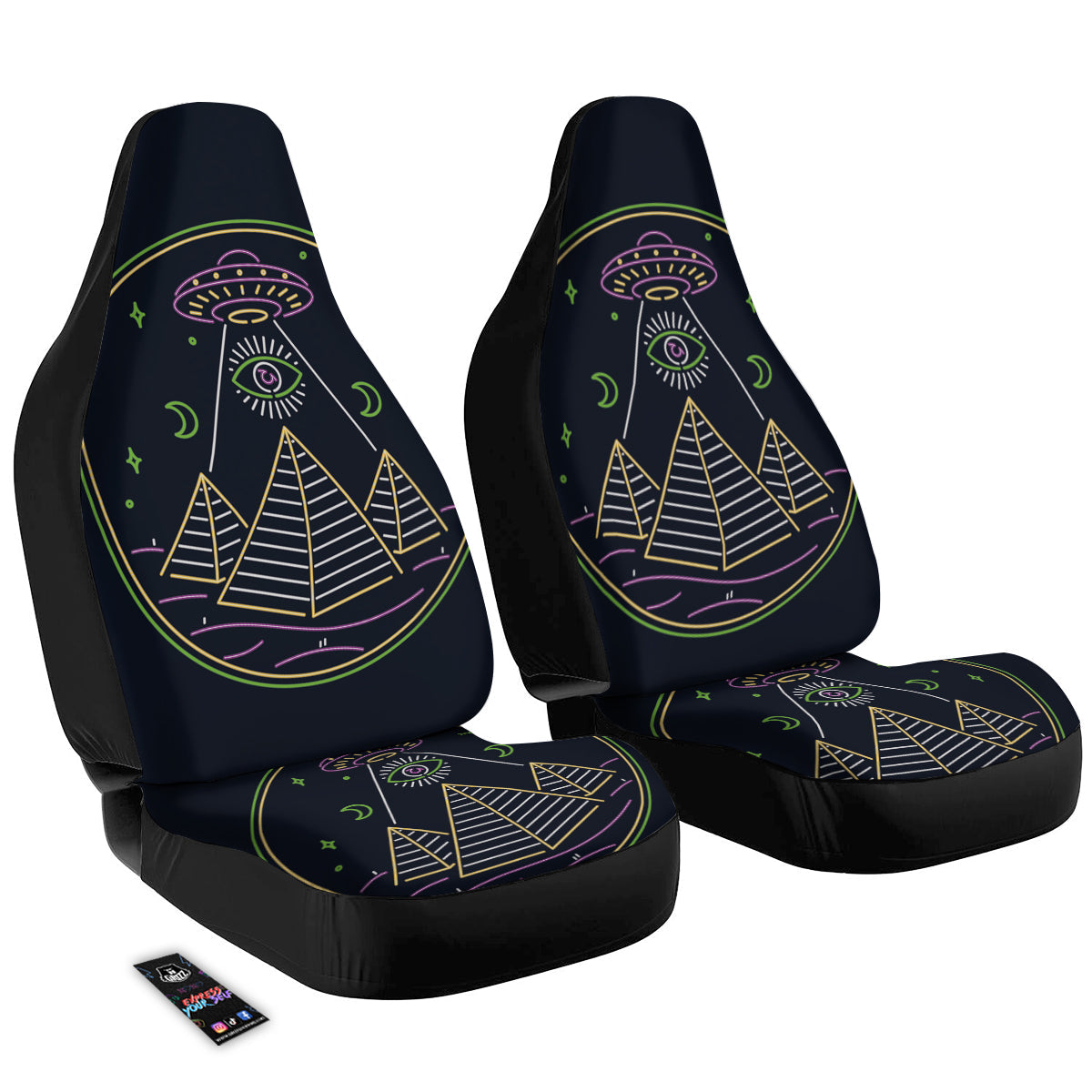 Mystery Of Egypt Neon Print Car Seat Covers-grizzshop