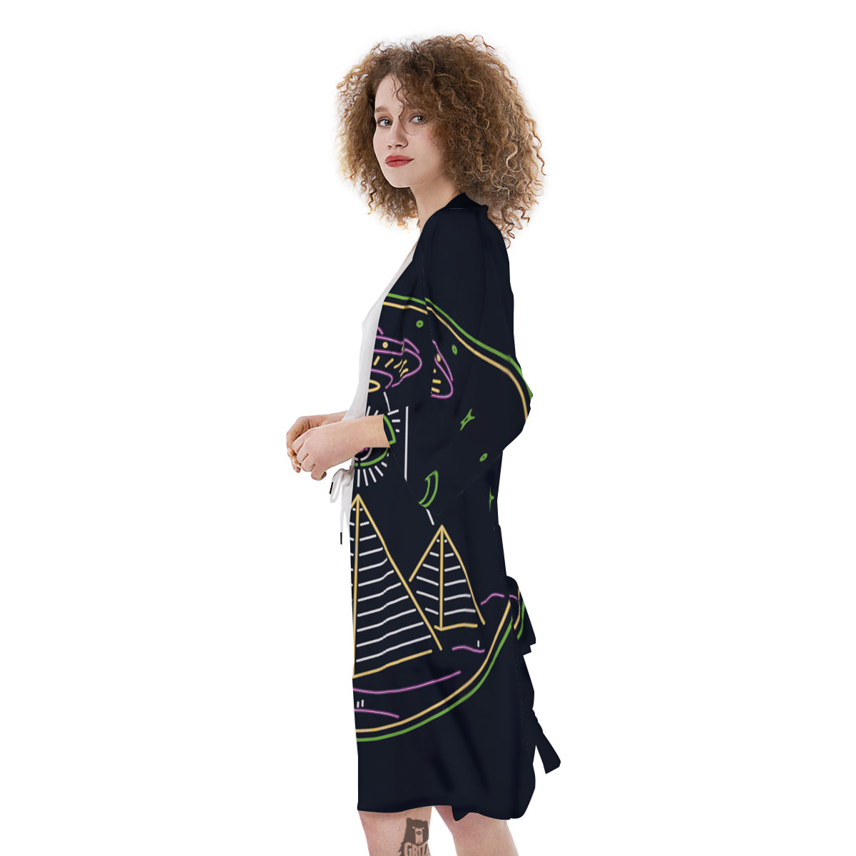 Mystery Of Egypt Neon Print Kimono-grizzshop