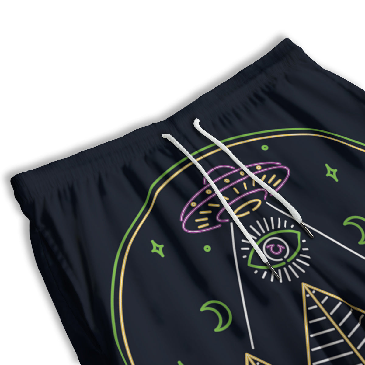 Mystery Of Egypt Neon Print Men's Athletic Shorts