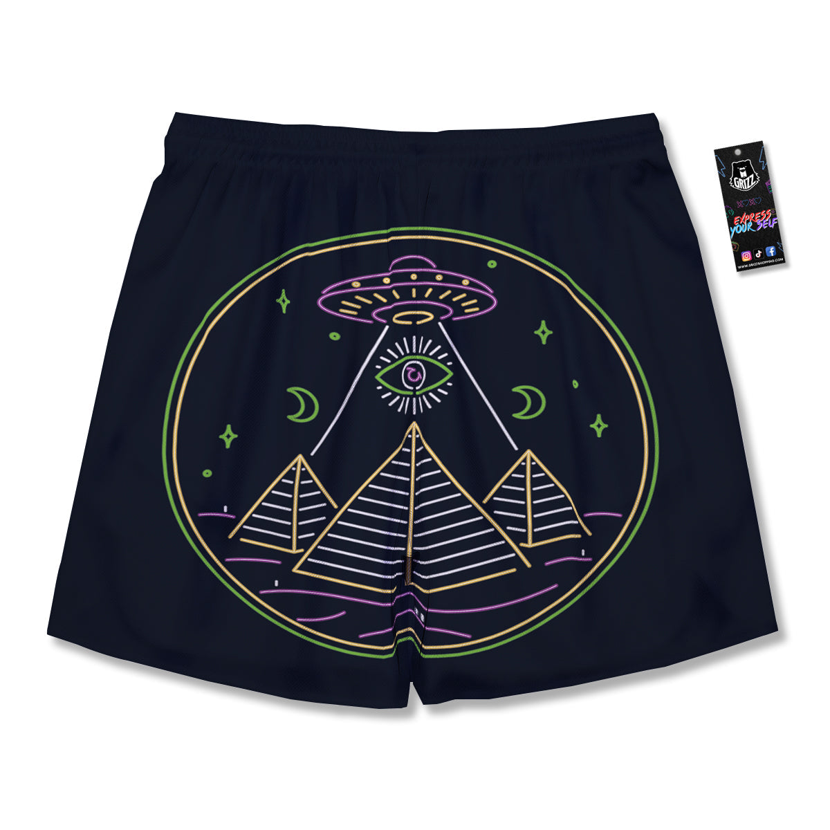 Mystery Of Egypt Neon Print Men's Running Shorts-grizzshop