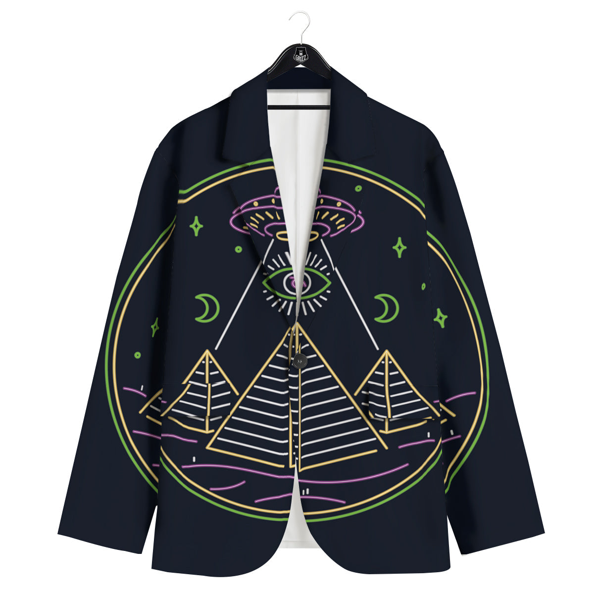 Mystery Of Egypt Neon Print Men's Sport Coat-grizzshop