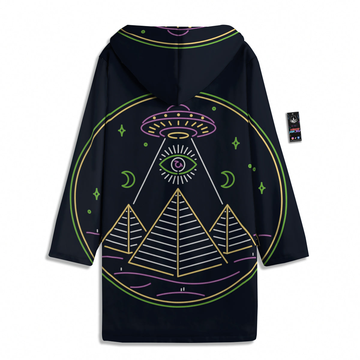 Mystery Of Egypt Neon Print Men's Windbreaker Jacket-grizzshop