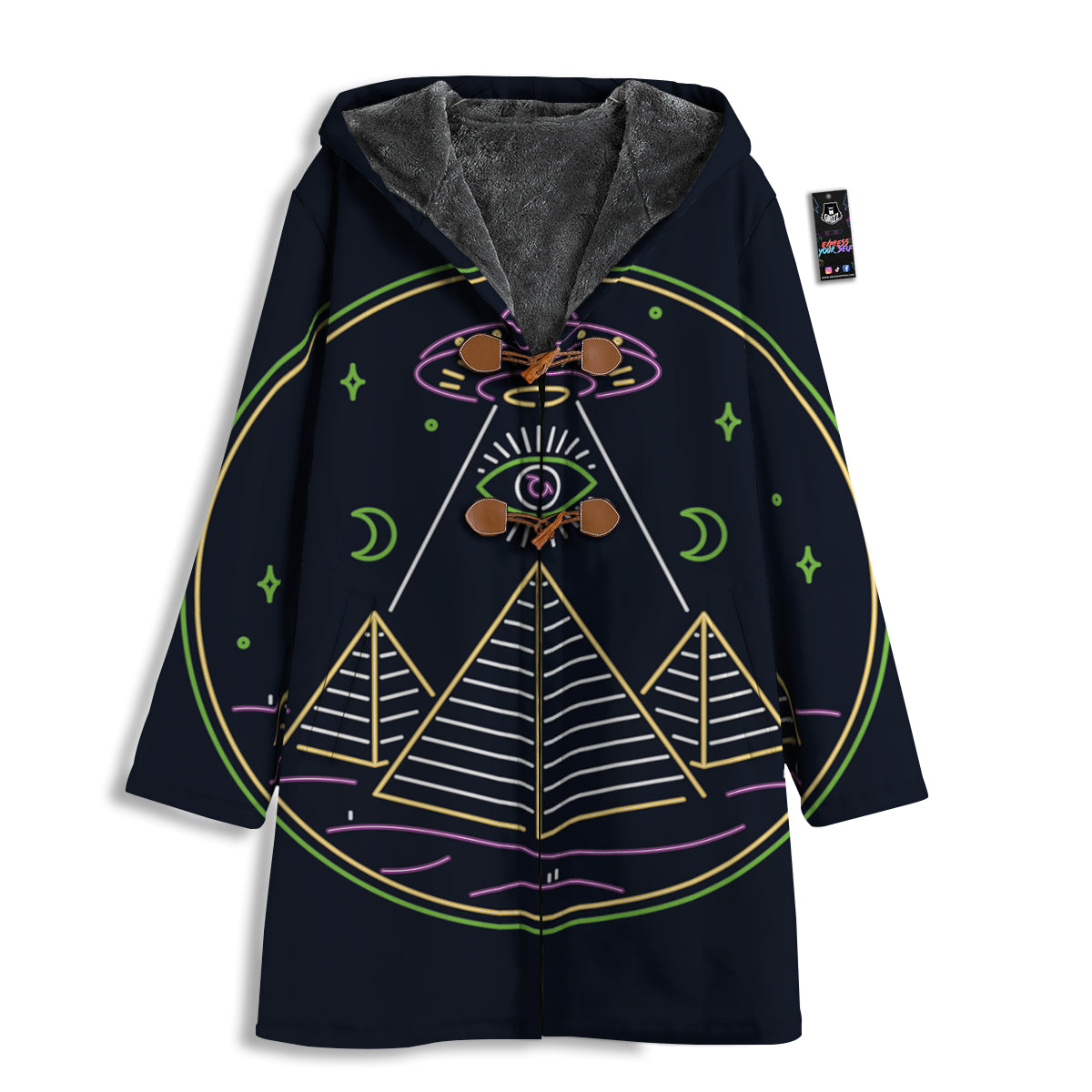Mystery Of Egypt Neon Print Men's Windbreaker Jacket-grizzshop