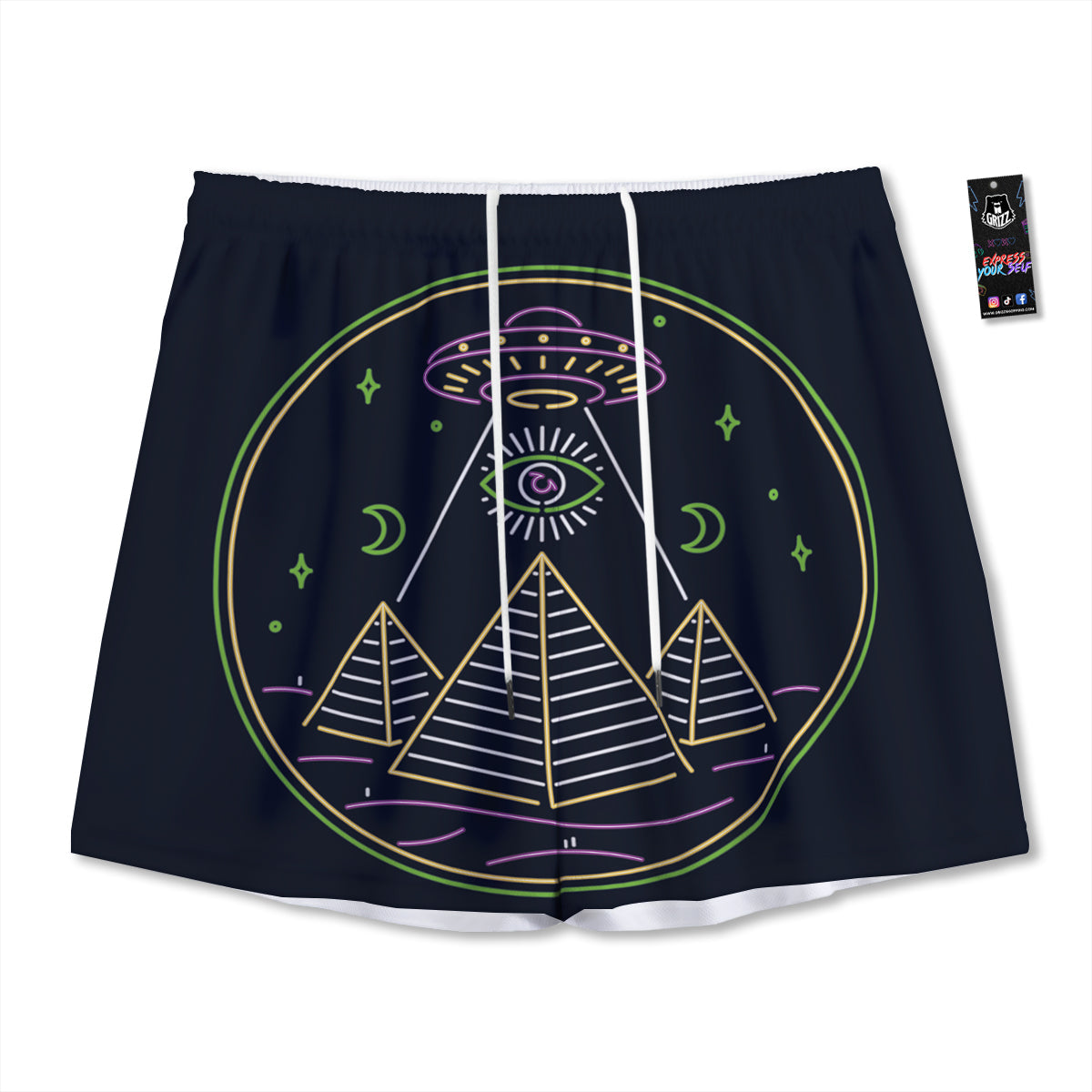 Papaya Exotic Print Pattern Mesh Shorts