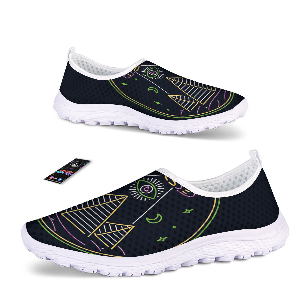Mystery Of Egypt Neon Print Nurse Shoes-grizzshop