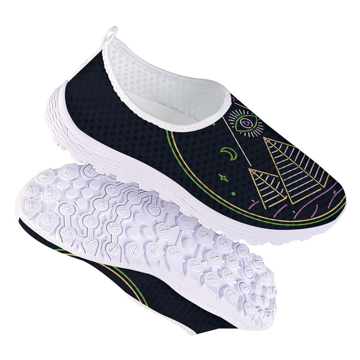 Mystery Of Egypt Neon Print Nurse Shoes-grizzshop