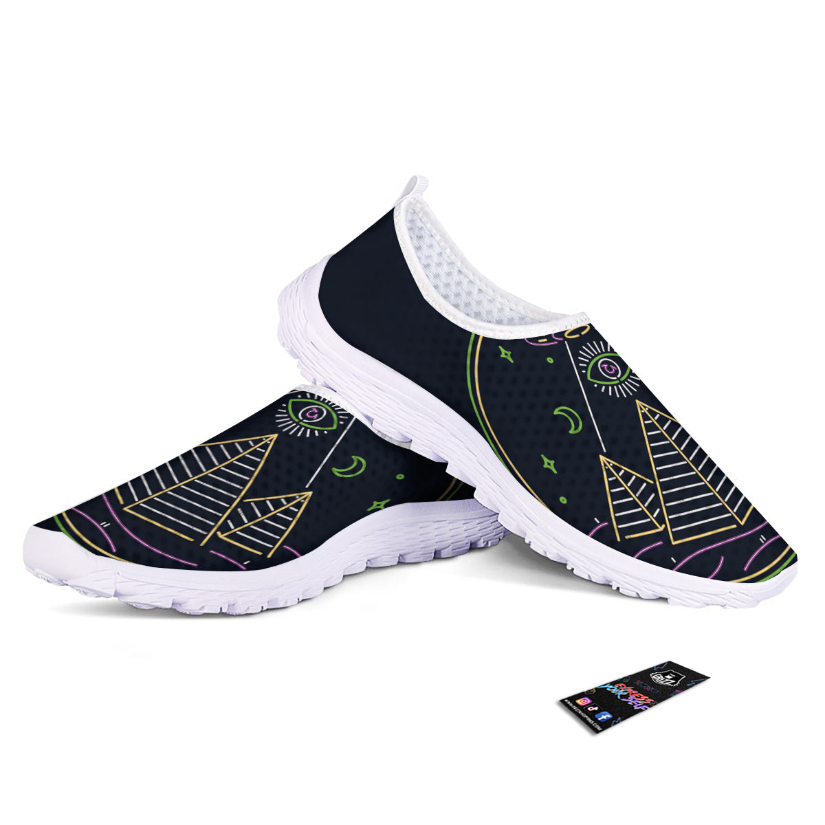 Mystery Of Egypt Neon Print Nurse Shoes-grizzshop