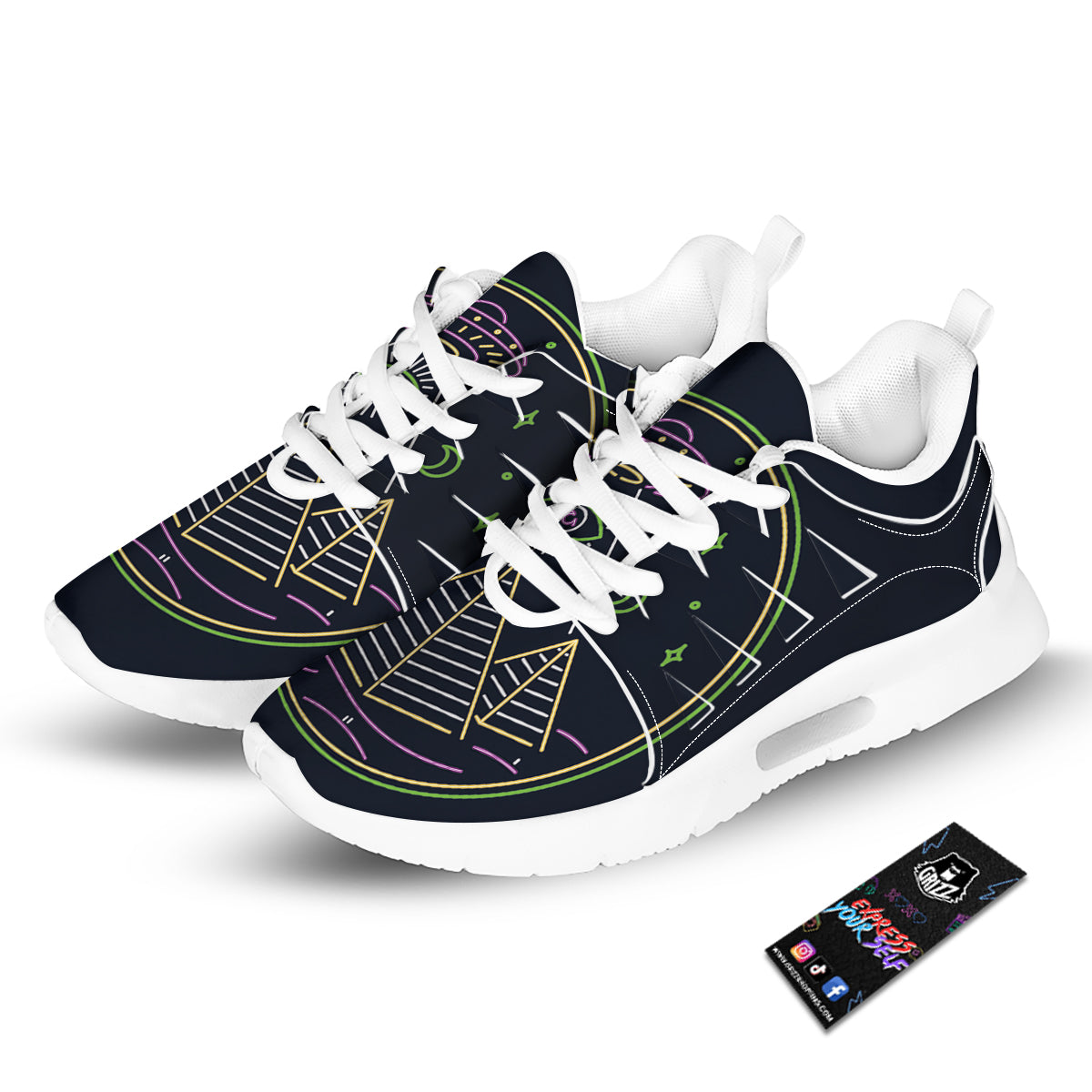 Mystery Of Egypt Neon Print Tennis Shoes-grizzshop