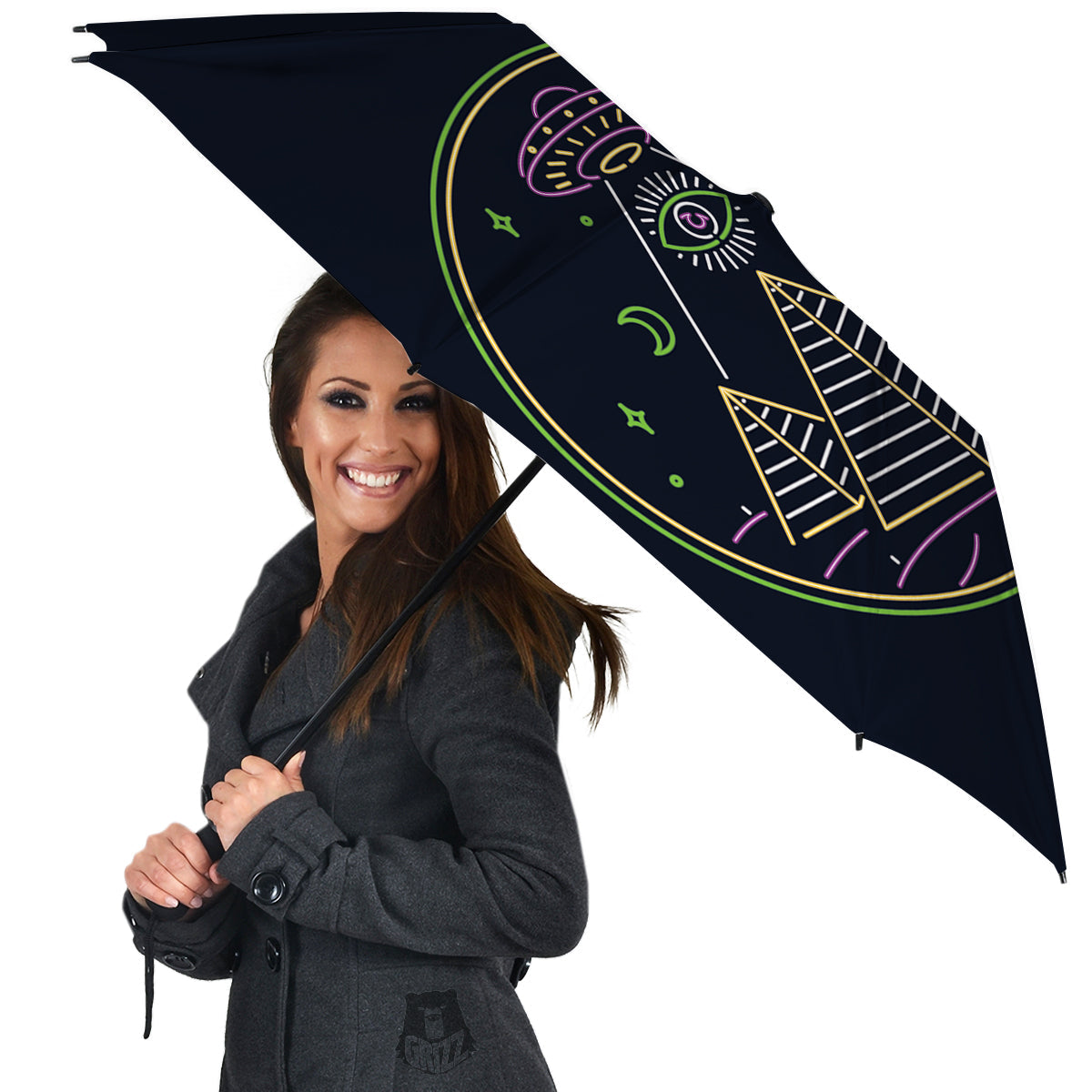 Mystery Of Egypt Neon Print Umbrella-grizzshop