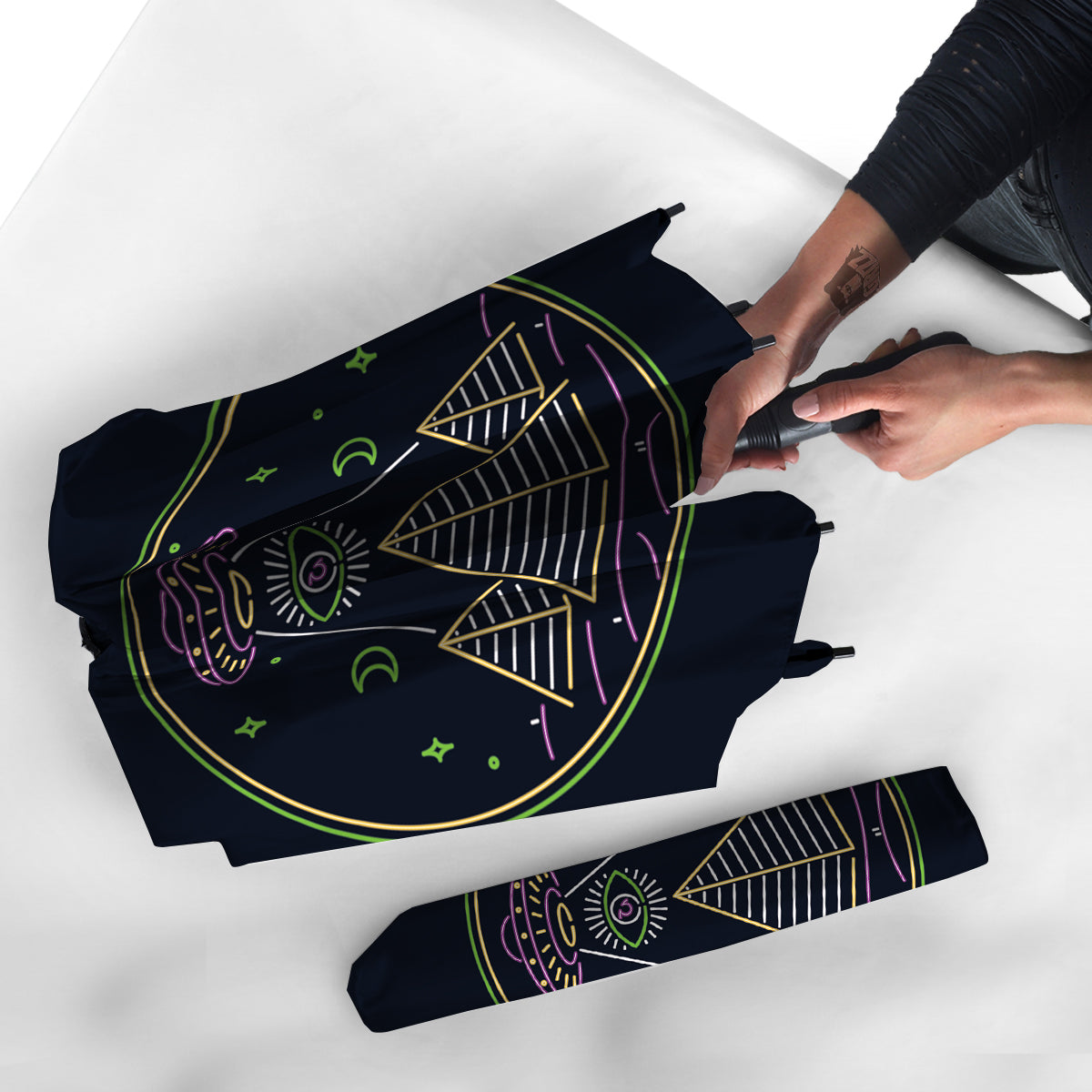 Mystery Of Egypt Neon Print Umbrella-grizzshop