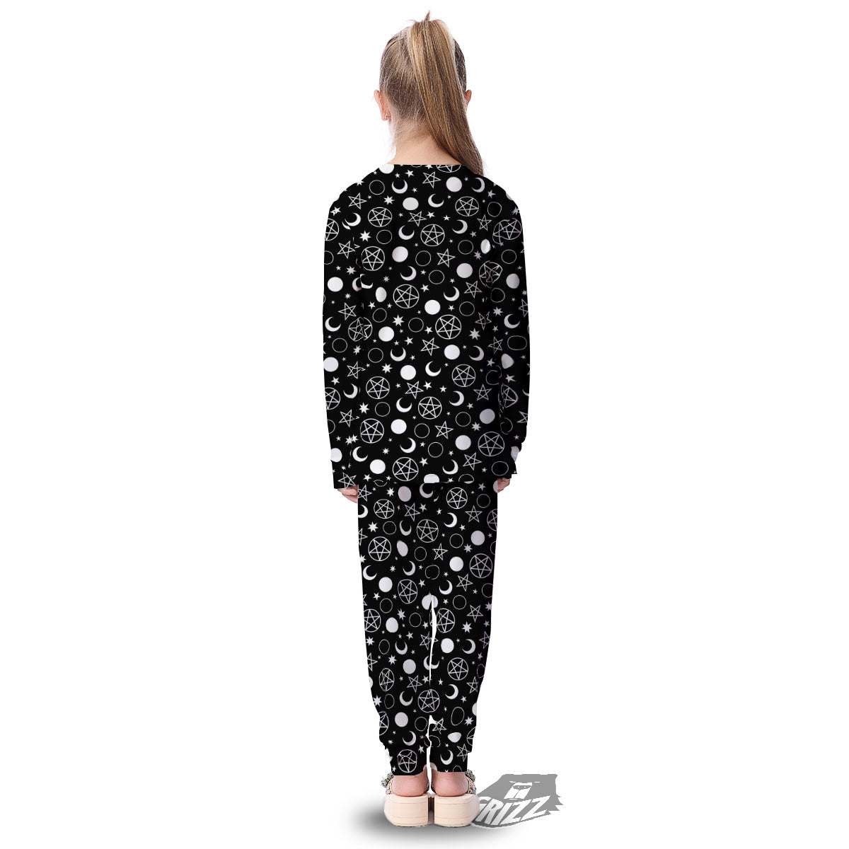 Mystic Witch White And Black Print Kid's Pajamas-grizzshop