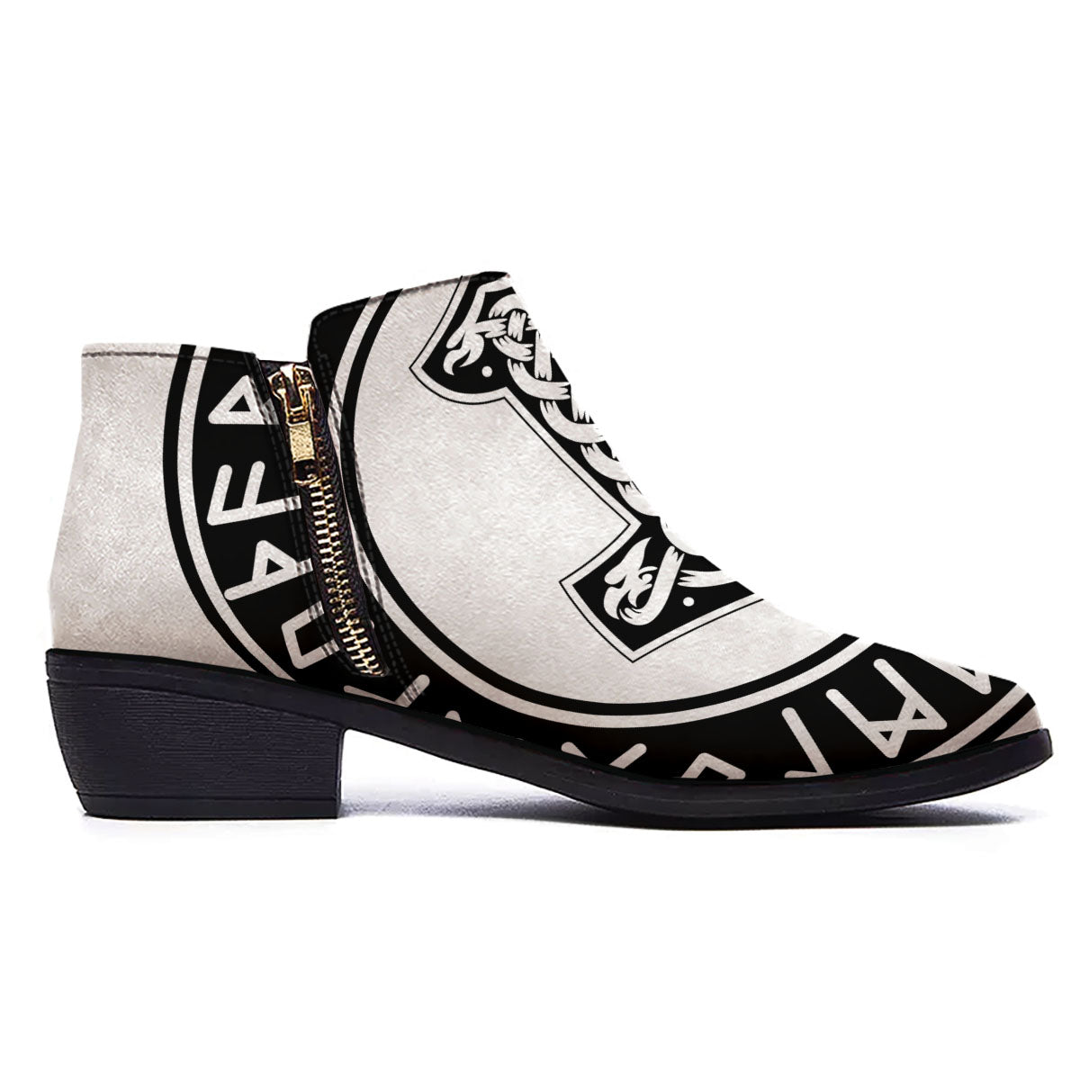 Mythology Mjolnir Norse Print Ankle Boots-grizzshop