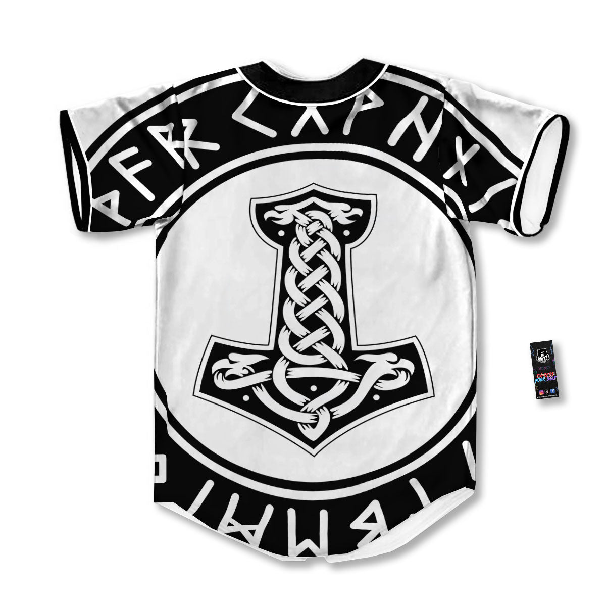 Mythology Mjolnir Norse Print Baseball Jersey-grizzshop