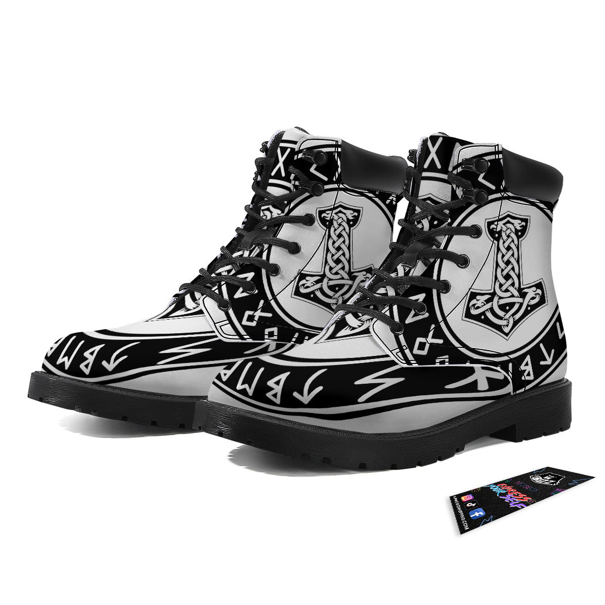 Mythology Mjolnir Norse Print Boots-grizzshop