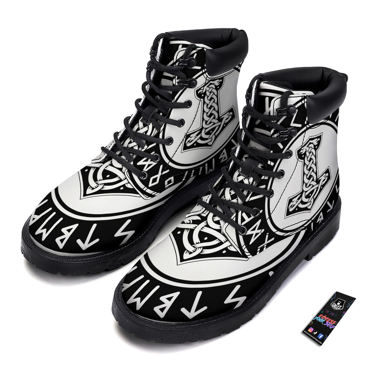 Mythology Mjolnir Norse Print Boots-grizzshop