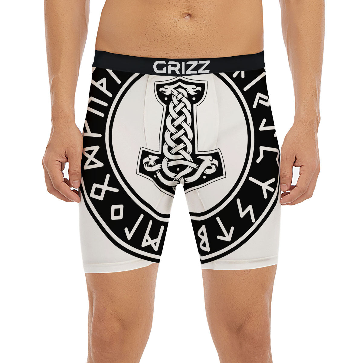 Mythology Mjolnir Norse Print Boxer Briefs-grizzshop